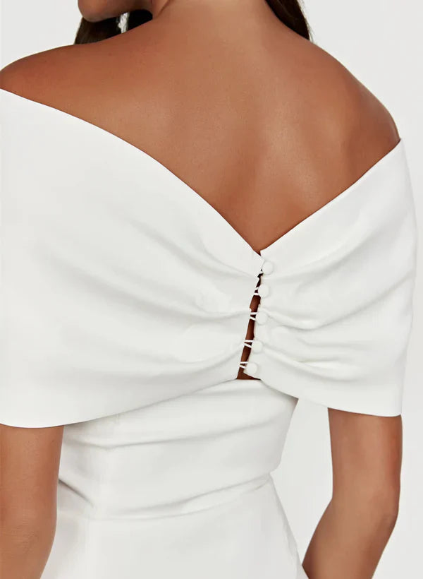 Sheath Off-The-Shoulder Sleeveless Satin Short Prom Dress With Bow HZ1023