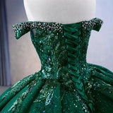 Luxury Ball Gown Off-the-shoulder Rhinestone Sequins Tulle Quinceanera Dresses HZ1023