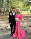 Mermaid Off Shoulder Bow Knot Long Party Prom Dress Slit Evening Dress HZ1023