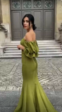 Green Elegant Sweetheart Neckline Puff Sleeves Mermaid Evening Dress,Pretty Ptom Dress HZ1023