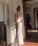 Light Pink Mermaid Off the Shoulder Butterfly Tulle Long Prom Dress Party Dress HZ1023