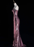Stunning Mermaid Sweetheart Neck Purple Sequin Long Prom Dress Graduation Prom Dress HZ1023