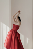 Elegant Sweetheart Red Satin Short Homecoming Dress Evening Dress HZ1023