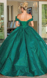 Green Ball Gown Off-the-shoulder Sequins Sweet 16 Dresses HZ1023