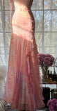 Fairytale Pink Mermaid Spaghetti Strap Beaded Ruffle Chiffon Prom Dress HZ1023