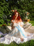 Princess A Line Off the Shoulder Embroidered White Tulle Party Dress Evening Dress HZ1023