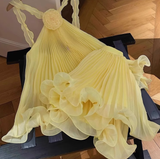 Cute A Line Halter Baby Blue Pleated Chiffon Short Homecoming Dress Birthday Dress HZ1023