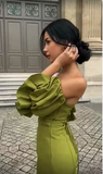 Green Elegant Sweetheart Neckline Puff Sleeves Mermaid Evening Dress,Pretty Ptom Dress HZ1023