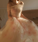 Dreamy A Line Off the Shoulder 3D Flower Tulle Prom Dress Evening Dress HZ1023