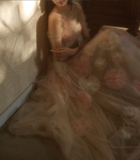 Dreamy A Line Off the Shoulder 3D Flower Tulle Prom Dress Evening Dress HZ1023