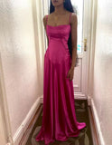 Simple Brown Spaghetti Straps A Line Prom Dress Party Dress HZ1023