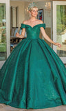 Green Ball Gown Off-the-shoulder Sequins Sweet 16 Dresses HZ1023