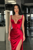 Sexy Red Mermaid Highslit Long Prom Dress HZ1023