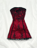 Black Appliques A Line Strapless Black Tulle Burgundy Satin Short Homecoming Dress Birthday Dress Outfits HZ1023
