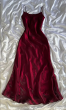 Fashion Sheath Spaghetti Straps Burgundy Prom Dresses Evening Dress HZ1023