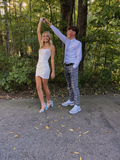 White Short Bodycon Prom Dress Mini Homecoming Dress HZ1023