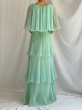 Green Layered Chiffon A Line V Neck Simple Long Party Dress Evening Dress 18 Birthday Dress HZ1023