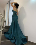 Elegant Dark Green V-Neck Long Mermaid Prom Dress HZ1023