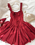 Cute A Line Straps Red Satin Short Homecoming Dress Birthday Dress HZ1023