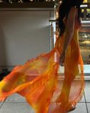 Sexy Ruffles Slit Chiffon Long Prom Dress Party Evening Dress HZ1023