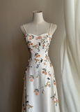 Elegant Floral A Line Spaghetti Strap White Satin Long Prom Dress Formal Dress 16th Birthday Dress HZ1023