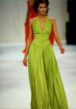 Charming A Line Halter Green Chiffon Open Back Prom Dress Graduation Prom Dress HZ1023