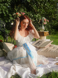 Princess A Line Off the Shoulder Embroidered White Tulle Party Dress Evening Dress HZ1023