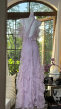 Lilac Romantic Lace Elegant Long Chiffon Ball Gown Party Dress Date Dress HZ1023