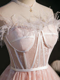 Pink Sweetheart Neck Tulle Lace Short Prom Dress Homecoming Dress HZ1023