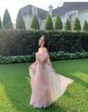 Pink Off The Shoulder Prom Dress Fairy Evening Dress HZ1023