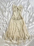 Elegant A Line Spaghetti Strap Beaded Ivory Chiffon Party Dress Evening Dress HZ1023