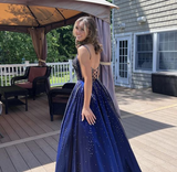 Luxurious Satin Beaded Long Prom Dress Evening Dress HZ1023