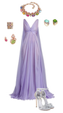 Gentle A Line V Neck Purple Chiffon Long Party Dress Evening Dress HZ1023