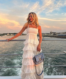 Elegant White Ruffle Long Prom Dress HZ1023