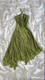 Vintage A Line Halter Sequin Appliques Green Chiffon Prom Dress Evening Dress HZ1023