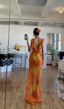 Sexy Ruffles Slit Chiffon Long Prom Dress Party Evening Dress HZ1023