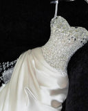 Shiny Sheath Sweetheart Neck Sequin Beaded Satin Prom Dress Evening Dress with Slit HZ1023