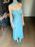 Elegant Sheath Spaghetti Strap Beaded Sequin Blue Chiffon Prom Dress Graduation Prom Dress HZ1023