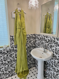 Flowy Green Mermaid V Neck Chiffon Long Party Dress Prom Dress Formal Dress HZ1023