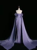 Elegant Purple Satin Prom Dress, Draped Bodice Formal Party Dress HZ1023