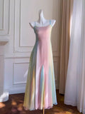 Fairytale A Line Ombre Chiffon Straps Long Prom Dress HZ1023