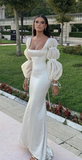 Sequare Neck Long Mermaid Prom Dress Elegant Evening Dress HZ1023