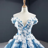 Luxurious Ball Gown Off-the-shoulder Appliques Sequin Prom Dresses HZ1023