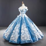 Luxurious Ball Gown Off-the-shoulder Appliques Sequin Prom Dresses HZ1023
