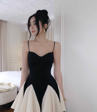 Cute A Line Spaghetti Strap White Black Satin Short Homecoming Dress Cocktail Dress HZ1023