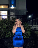 Simple Sheath Strapless Royal Blue Birthday Prom Dress Homecoming Dress HZ1023