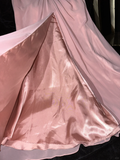 Pink Mermaid Sweetheart Neck Appliques Chiffon Satin Long Prom Dress Party Dress HZ1023