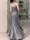 Luxury Sheath Mermaid Spaghetti Straps Prom Dress Evening Party Dress HZ1023