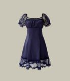 Classic Burgundy A Line Puff Lace Satin Short Homecoming Dress Cocktail Dress HZ1023