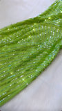 Stunning A Line Spaghetti Strap Sequin Green Tulle Long Prom Dress Evening Dress HZ1023